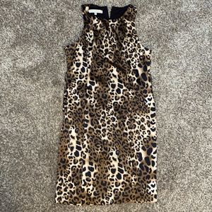 Evan Picone sleeveless leopard print cocktail dress.